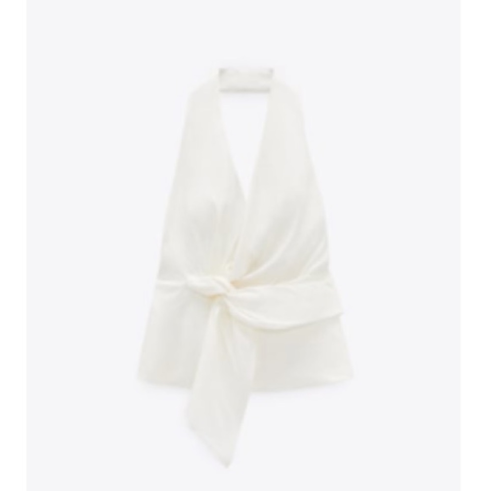 Zara Linen Blend Ivory Top